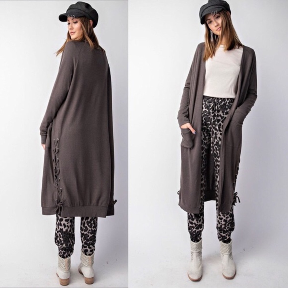 New! Long Gray Cardigan Duster